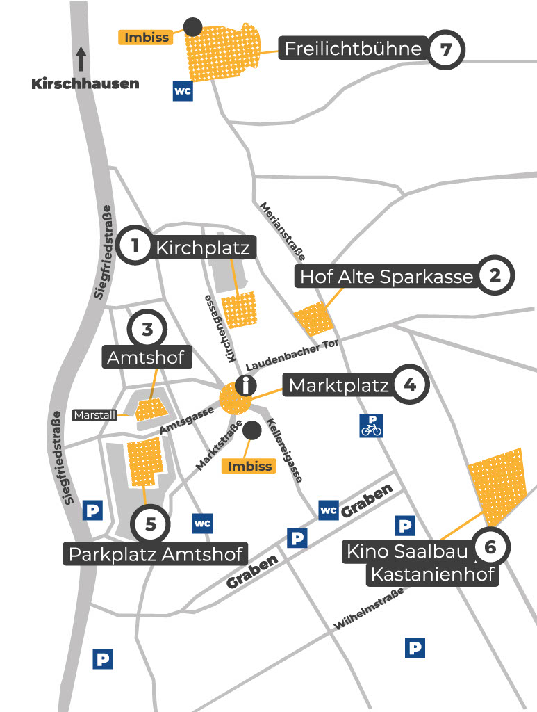 Lageplan der Spielorte